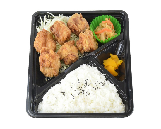 から揚げ弁当6粒　648円(税込み699.84円)
から揚げバラ売り1粒74円(税込み79.92円)